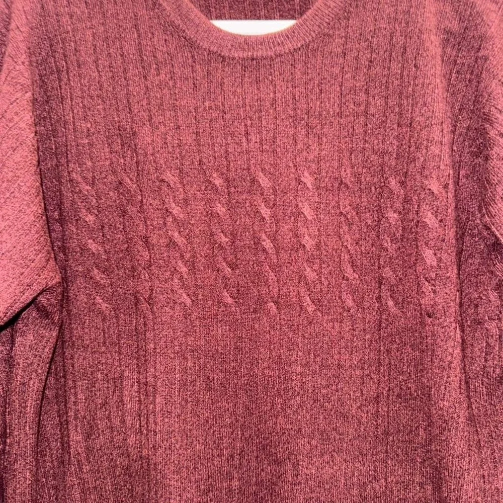 Dockers Men's L Pullover Crew Neck Sweater Cable Knit Burgundy Soft Preppy Look